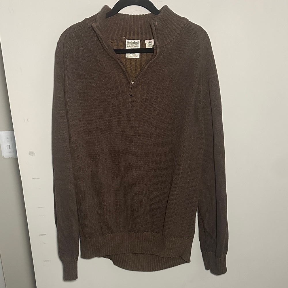 Timberland Men's quarter zip Brown Sweater